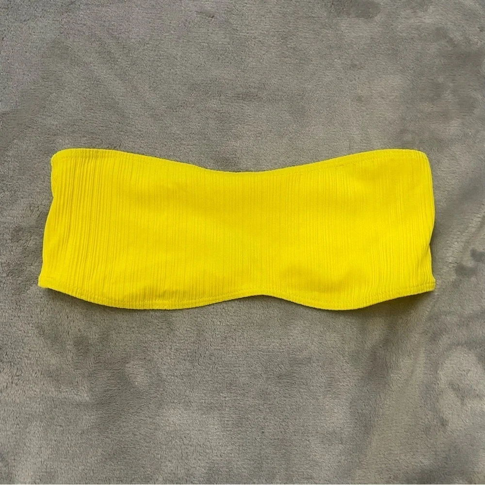 New! Frankie’s Bikini’s *flaw* jean plisse bandeau top strapless 24141